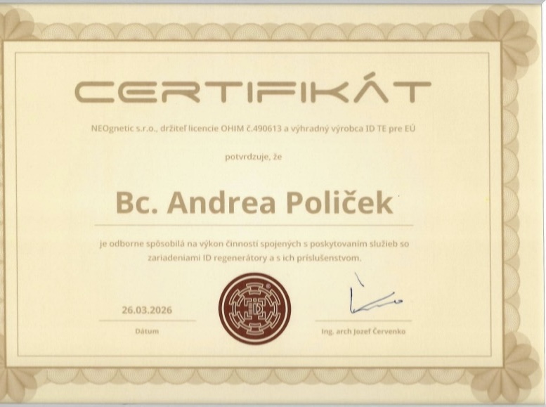 andrea poliček certifikát 0001